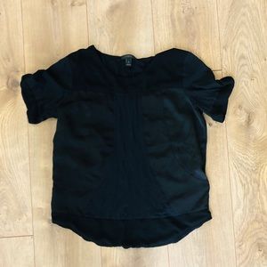 J. Crew Seamed Panel Short Sleeve Top in Black